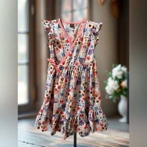 Tea Collection Floral Wrap Dress | Girls Size 6 |